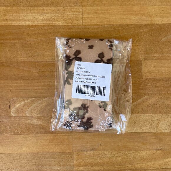 FREE PEOPLE Flocked Floral Tights Sheer Brown Size M/L - Picture 5 of 6